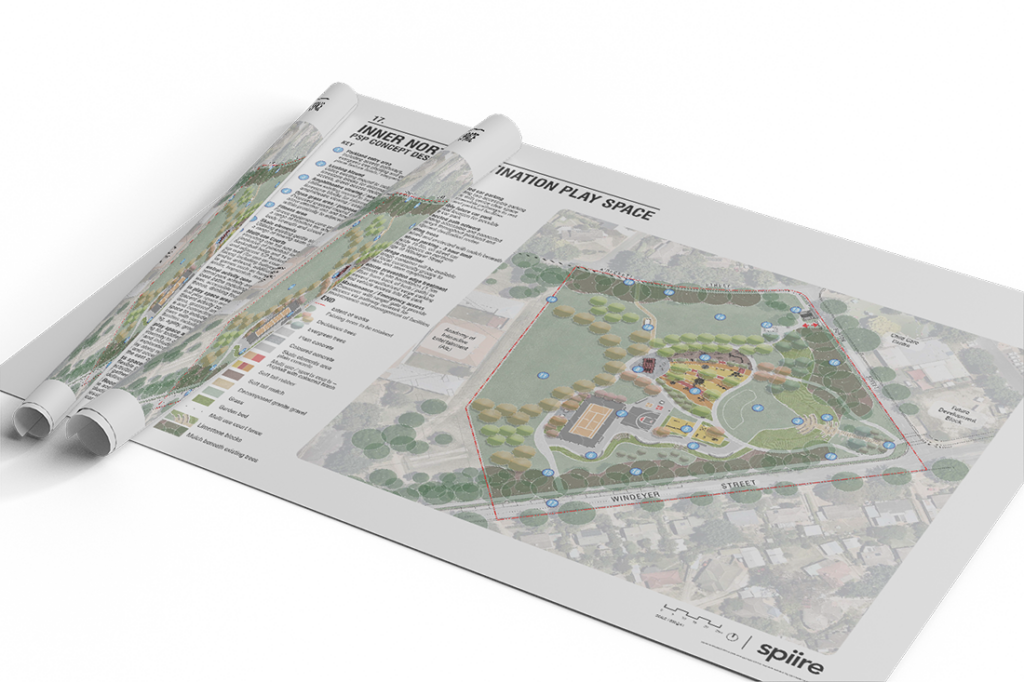 Masterplan for the Inner North Destination Play Space in Canberra, designed by Spiire's Landscape Architecture team.