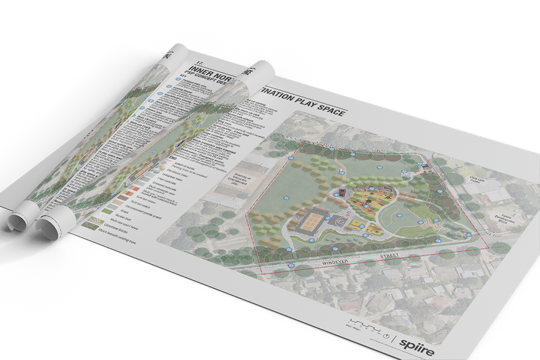 Masterplan for the Inner North Destination Play Space in Canberra, designed by Spiire's Landscape Architecture team.