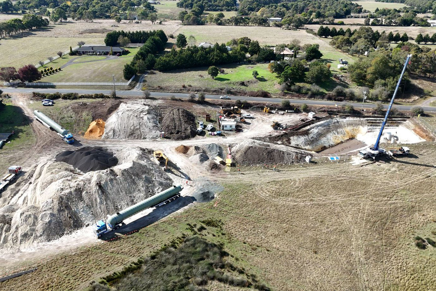 Aerial photography of sewer pump station installation in Ballarat.