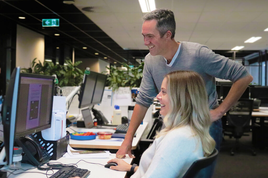 Town planners Aran Barker and Glennie Nottle at Spiire's Melbourne office.