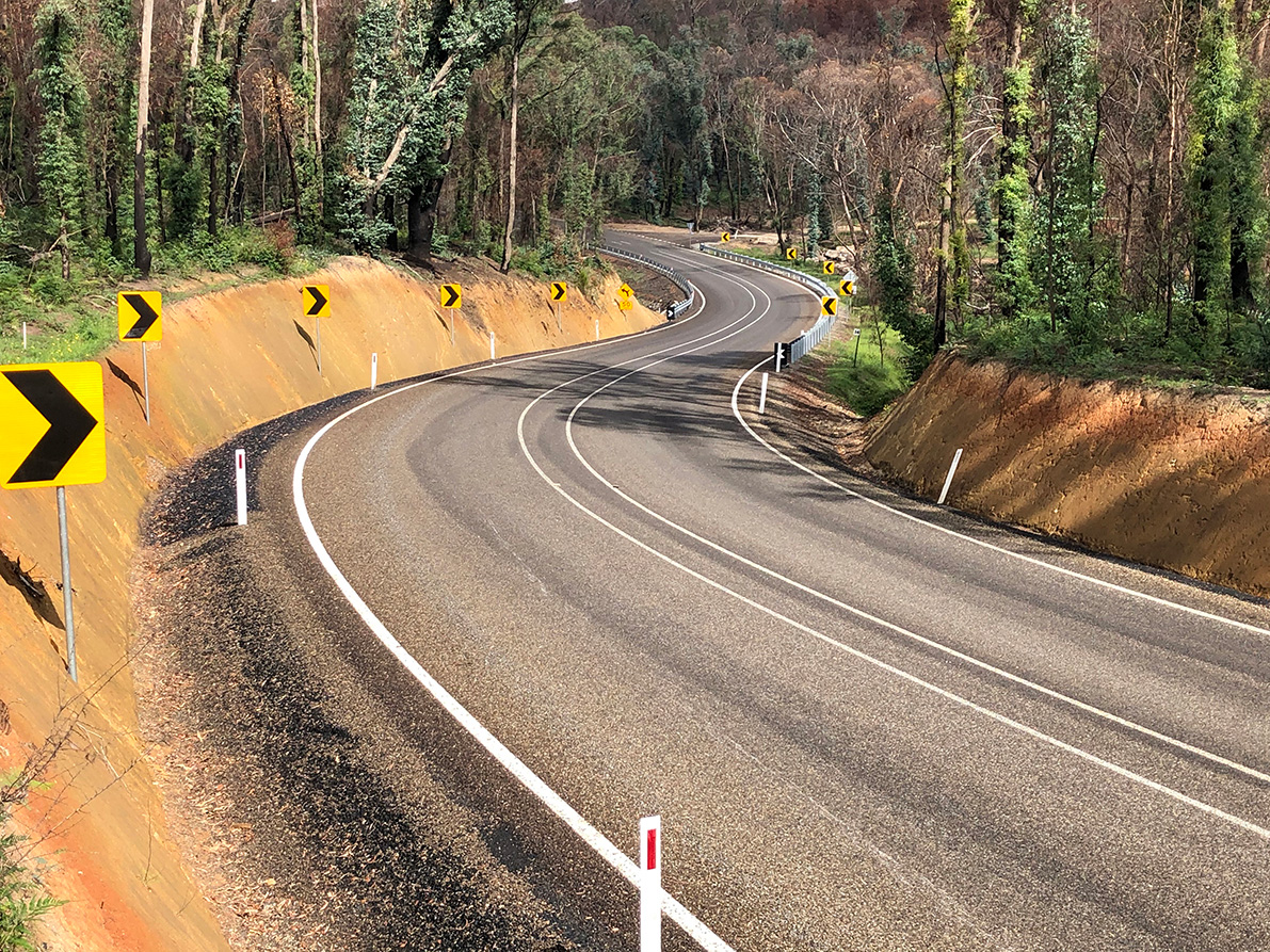 Upgraded section of Shelly-Walwa Road in Victoria's North East