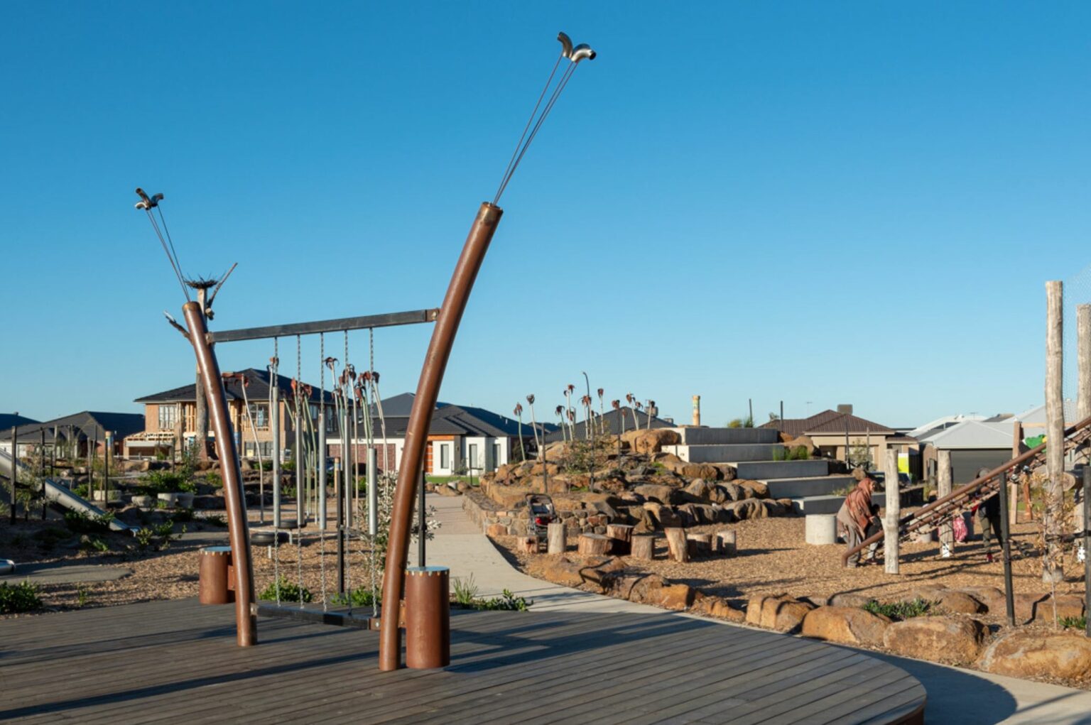 Play equipment at Sustainable Park at Highlands Estate, designed by Spiire Landscape Architecture team