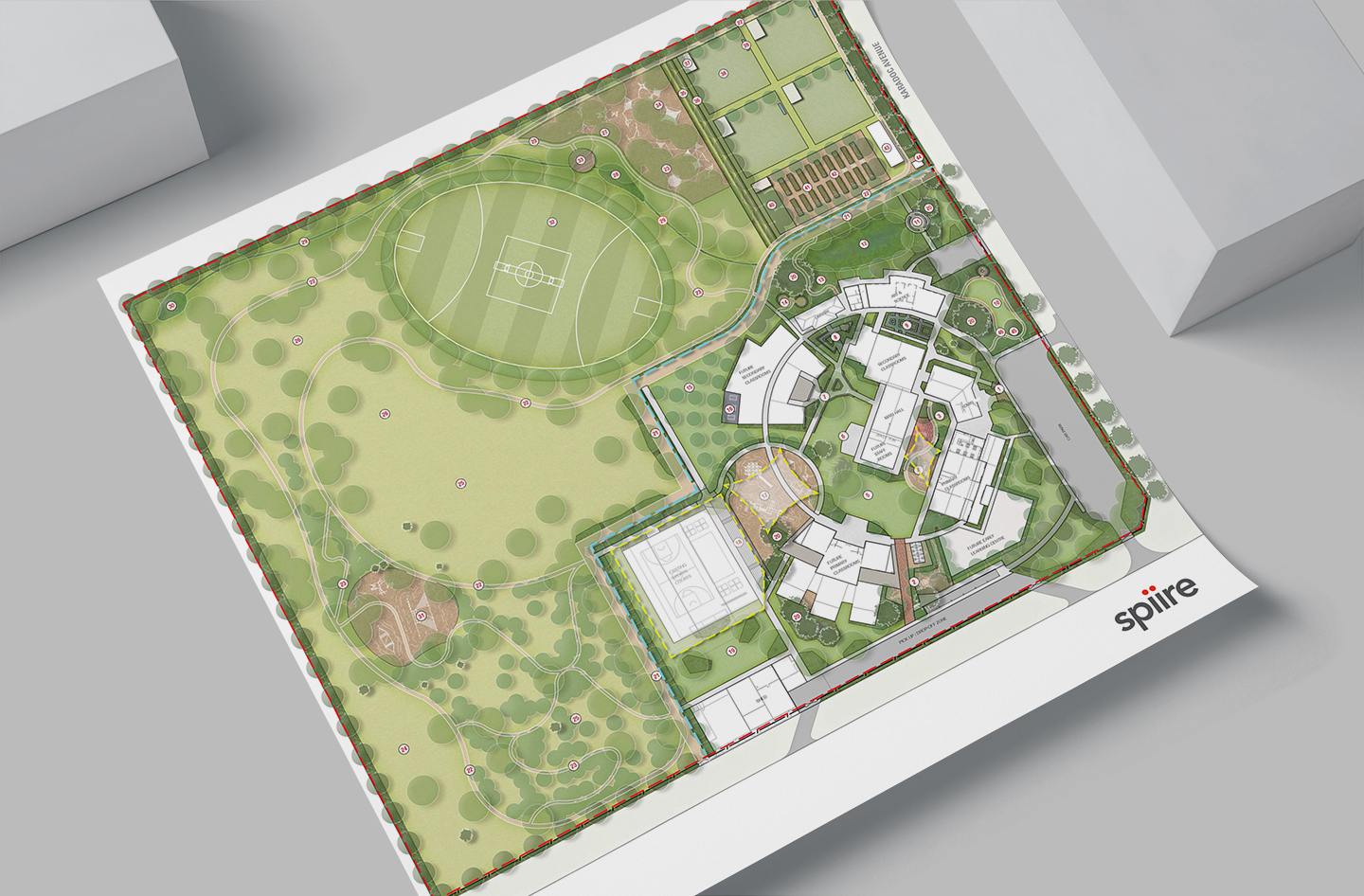 Mockup of landscape masterplan designed by Spiire landscape architects.