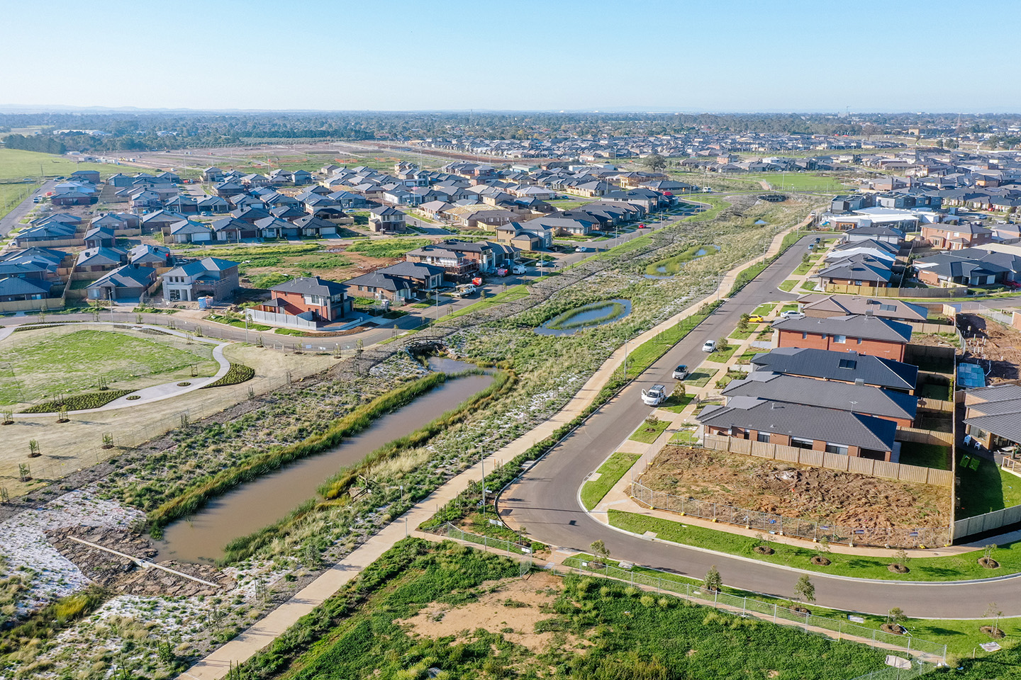 Birds eye view of Lollipop Creek, King's Leigh Estate